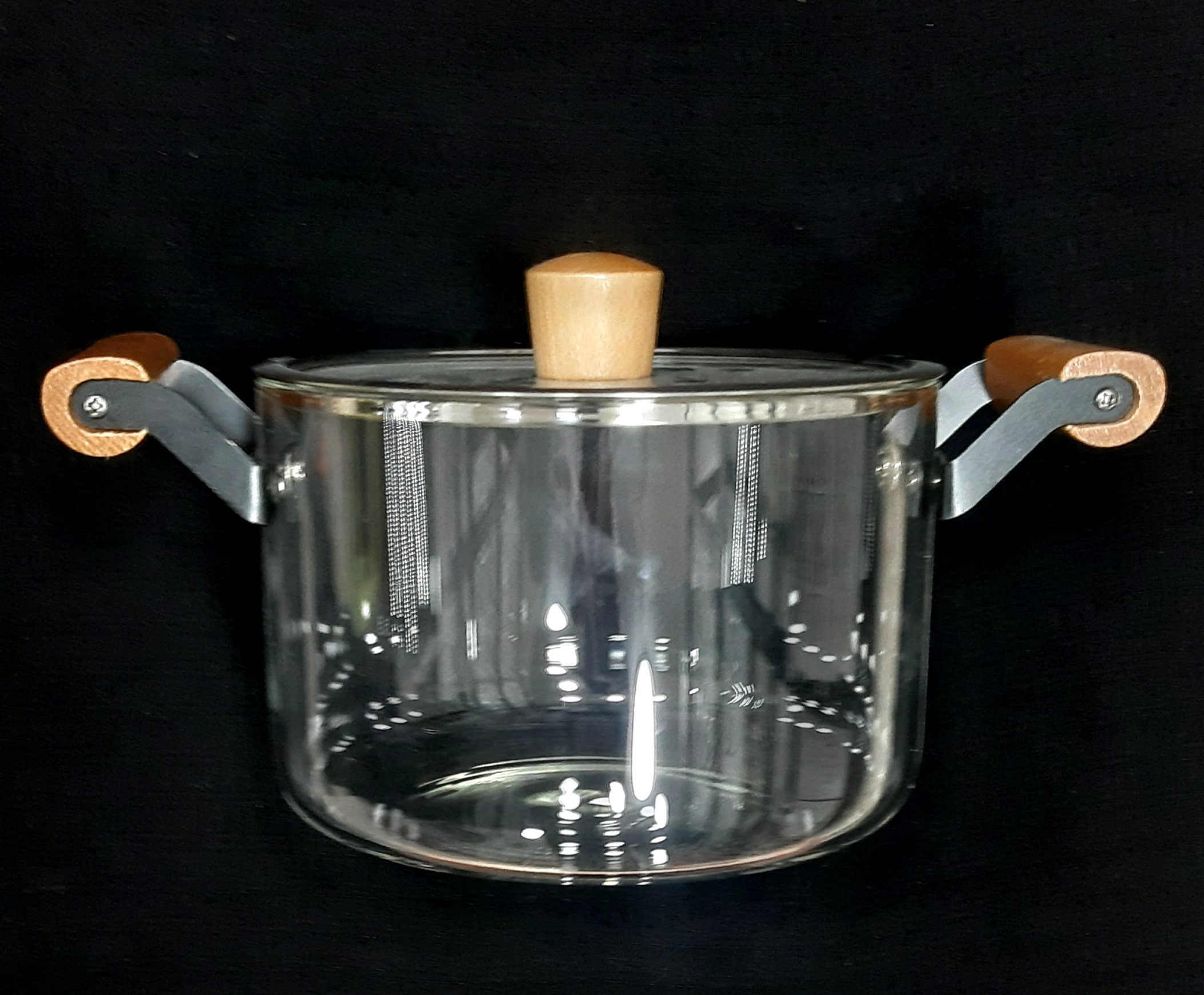 قابلمه پیرکس دسته بامبو شعله مستقیم چینی 3,5 لیتری