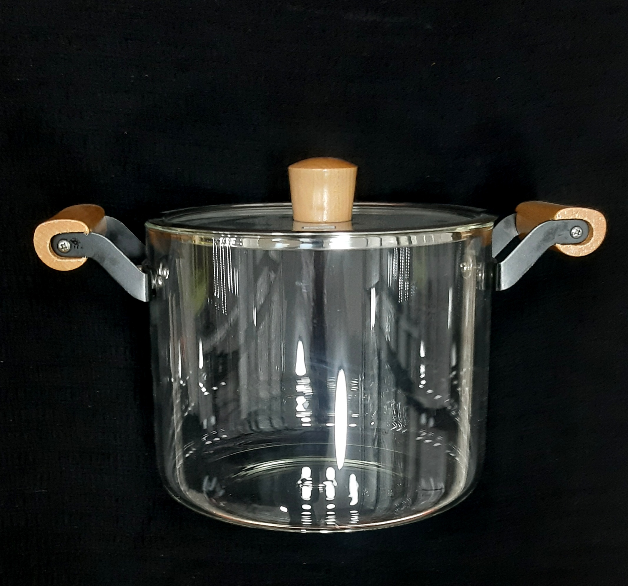 قابلمه پیرکس دسته بامبو شعله مستقیم چینی 4,5 لیتری