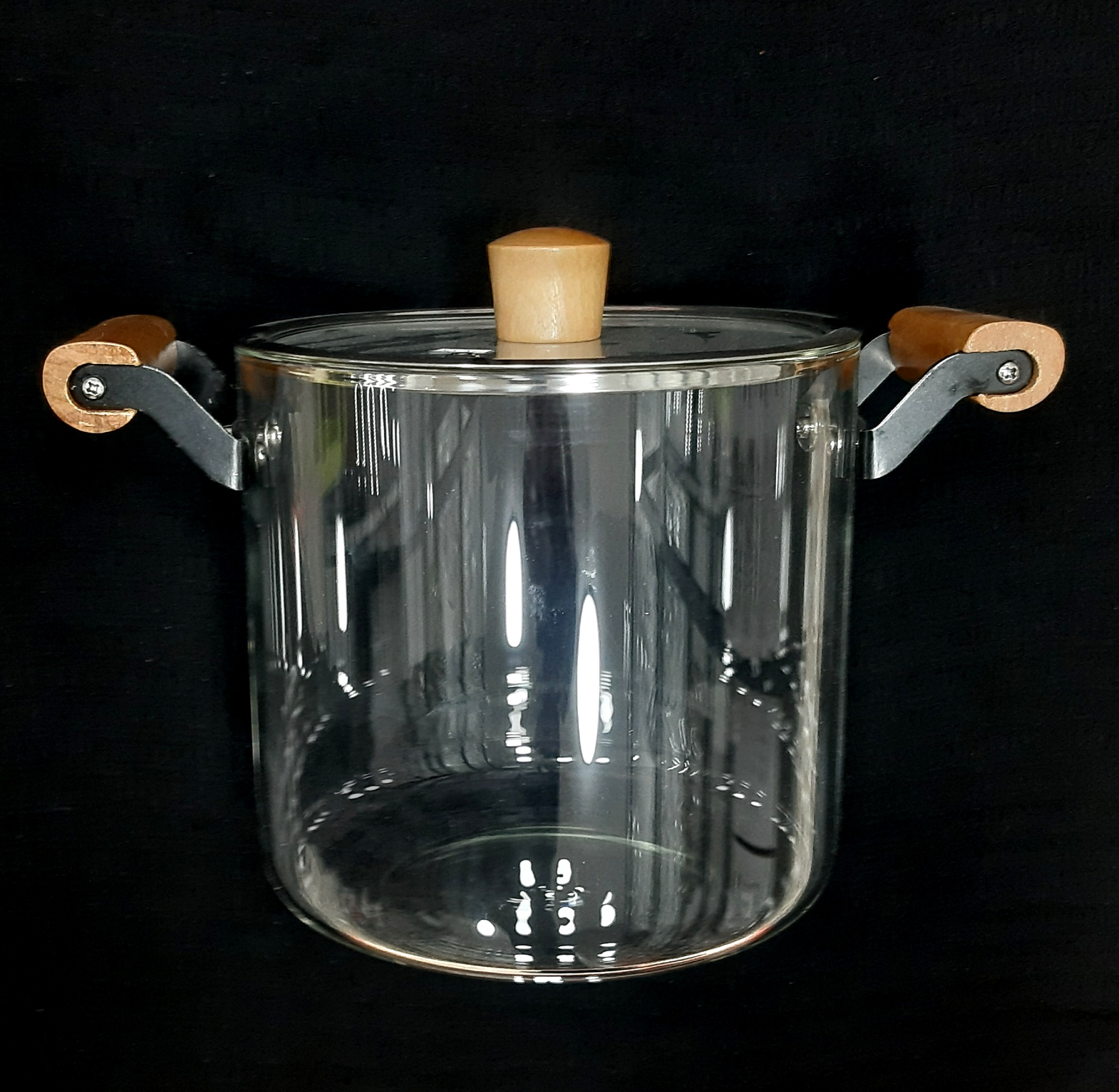 قابلمه پیرکس دسته بامبو شعله مستقیم چینی 5,5 لیتری