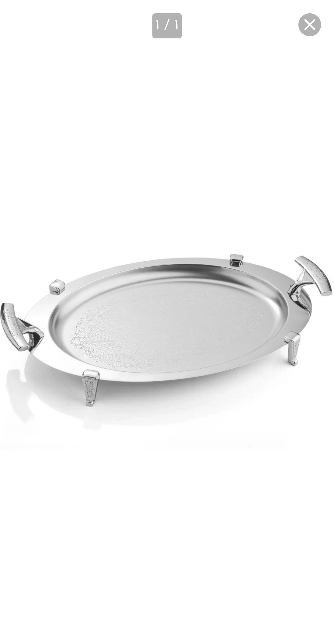 سینی بیضی دسته نقره ای نگینی پایه دار ریور کد 1526